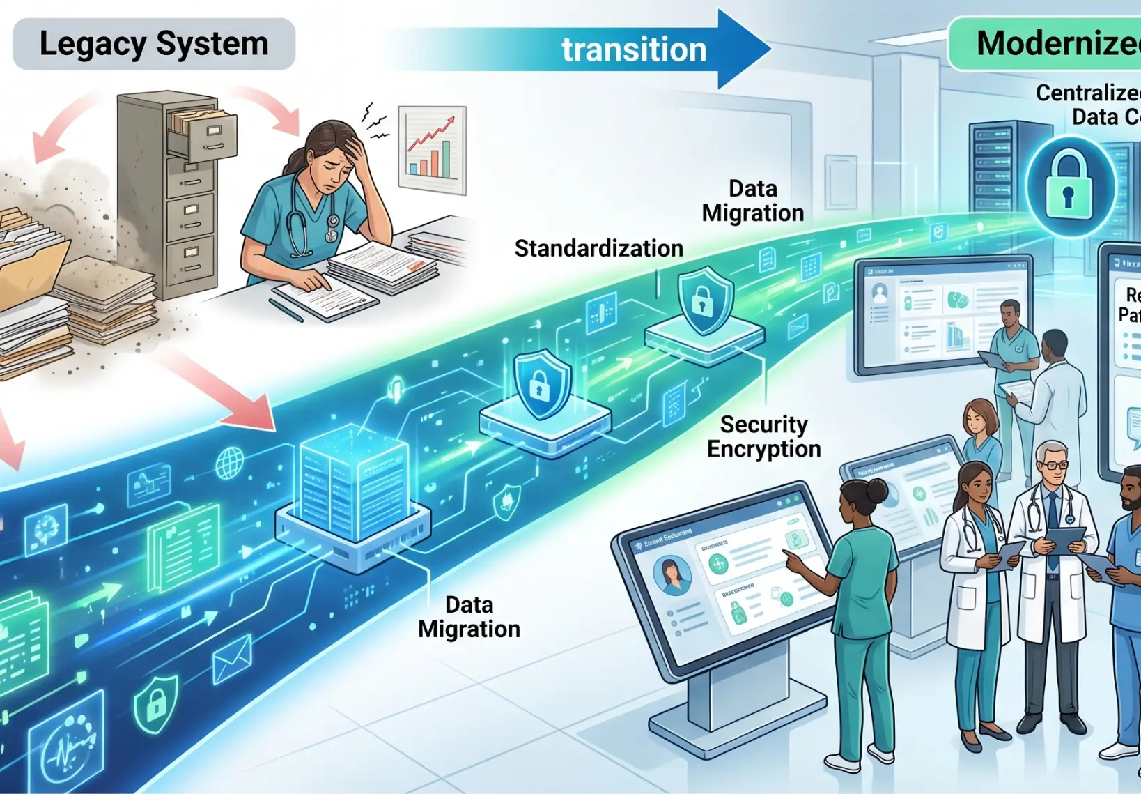 The Evolution of Health Care — Wave 0 through Wave 3 digital transformation journey